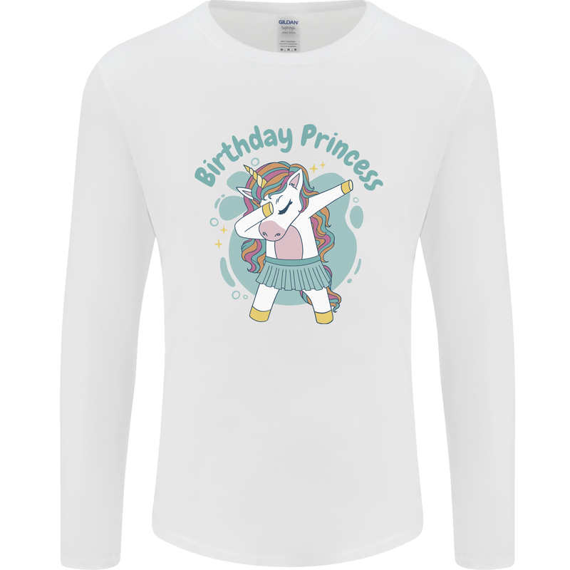 Birthday Princess Unicorn 4th 5th 6th 7th 8th Mens Long Sleeve T-Shirt White