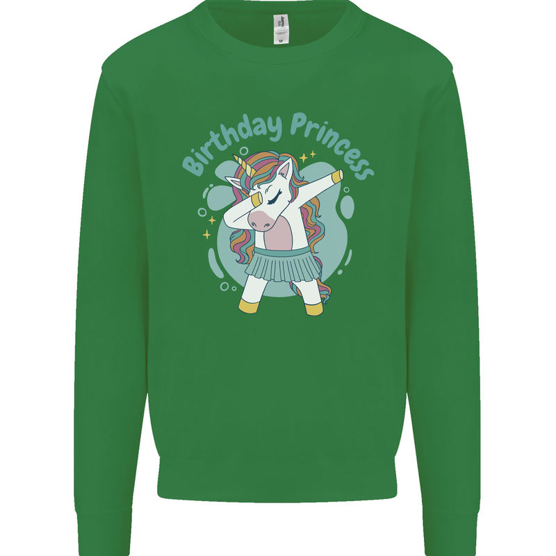 Birthday Princess Unicorn 4th 5th 6th 7th 8th Mens Sweatshirt Jumper Irish Green