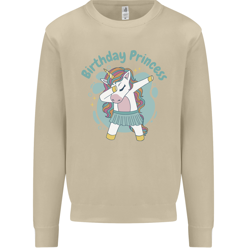 Birthday Princess Unicorn 4th 5th 6th 7th 8th Mens Sweatshirt Jumper Sand