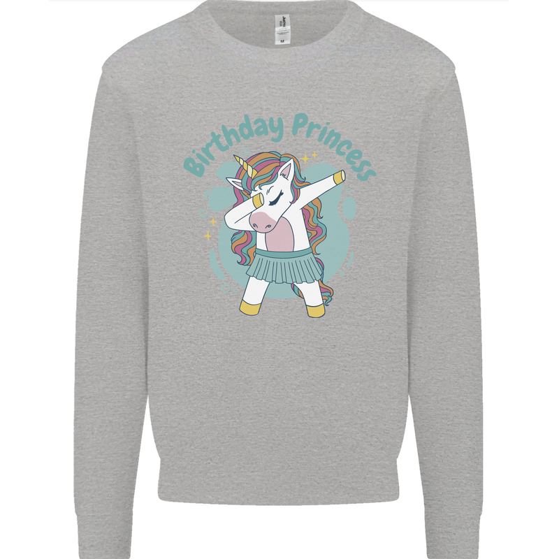 Birthday Princess Unicorn 4th 5th 6th 7th 8th Mens Sweatshirt Jumper Sports Grey