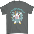 Birthday Princess Unicorn 4th 5th 6th 7th 8th Mens T-Shirt 100% Cotton Charcoal