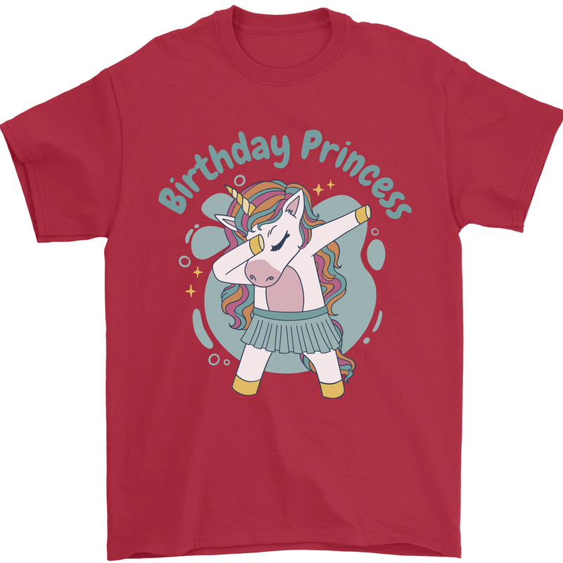 Birthday Princess Unicorn 4th 5th 6th 7th 8th Mens T-Shirt 100% Cotton Red