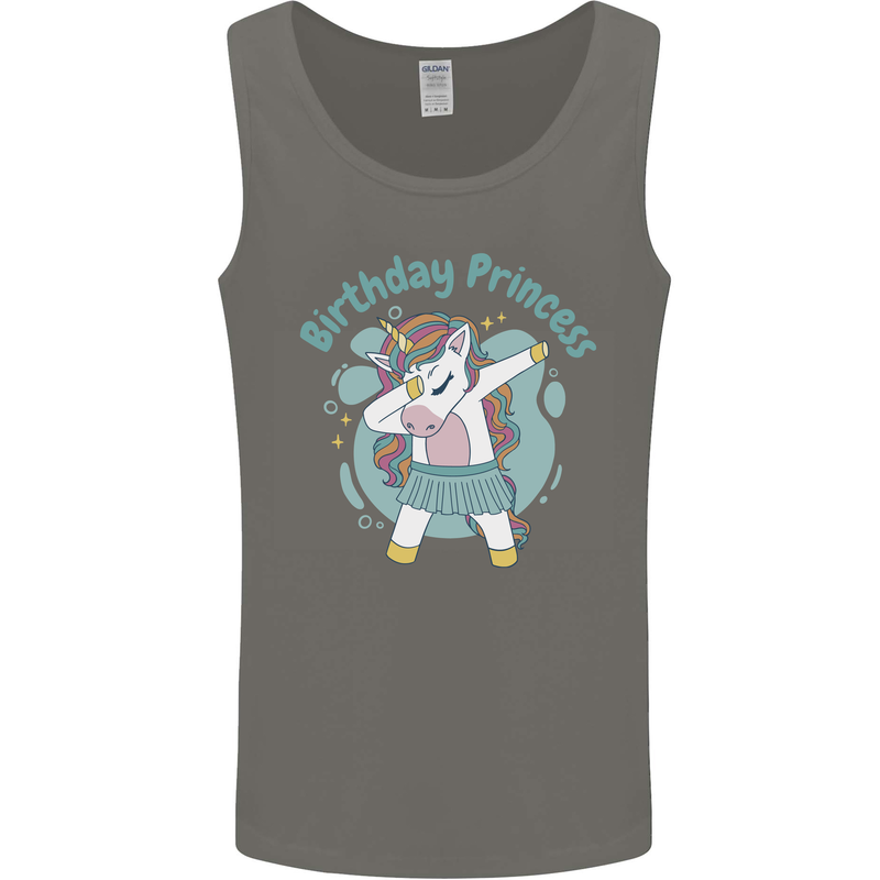 Birthday Princess Unicorn 4th 5th 6th 7th 8th Mens Vest Tank Top Charcoal