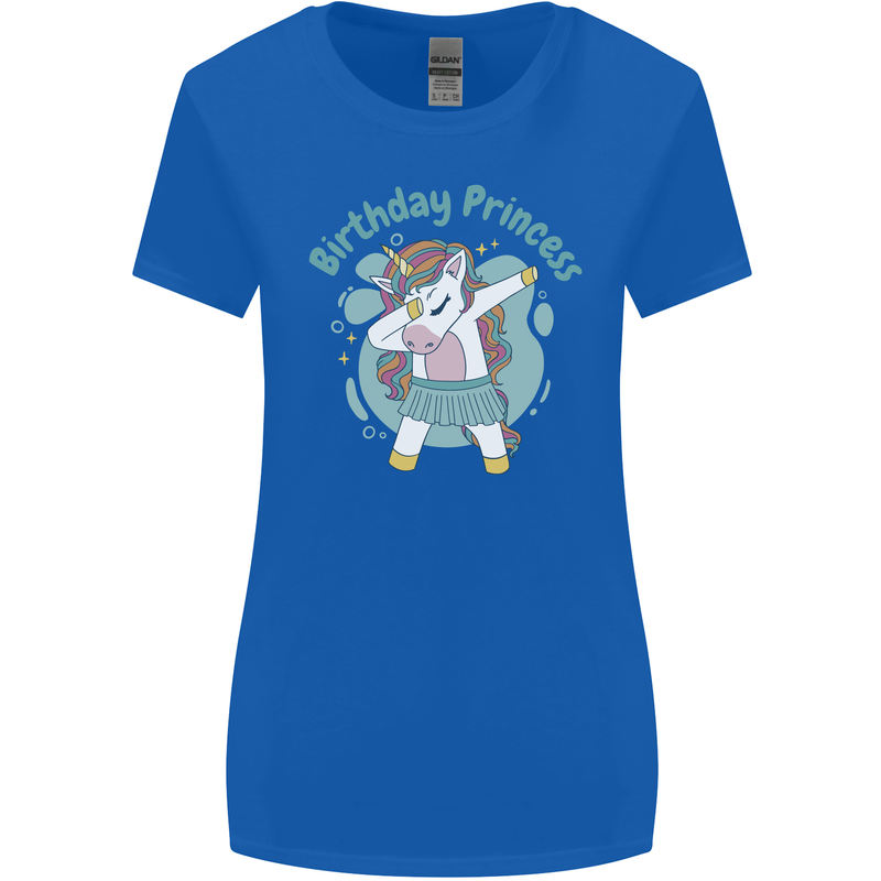 Birthday Princess Unicorn 4th 5th 6th 7th 8th Womens Wider Cut T-Shirt Royal Blue