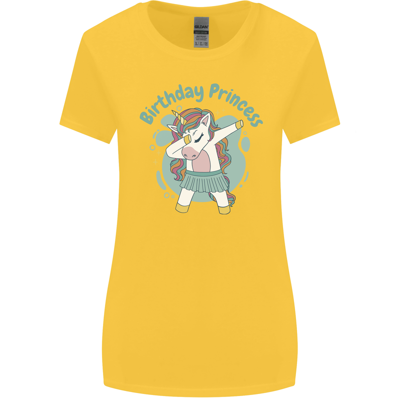 Birthday Princess Unicorn 4th 5th 6th 7th 8th Womens Wider Cut T-Shirt Yellow