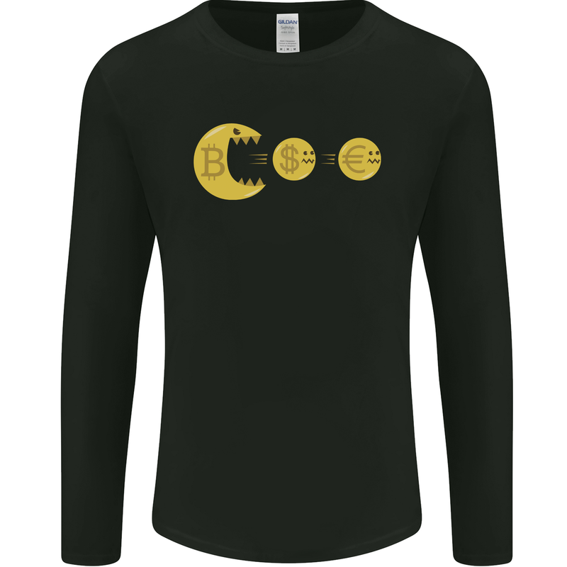 Bitcoin Monster Cypto Cryptocurrency Money Mens Long Sleeve T-Shirt Black