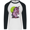 A Zombie Unicorn Funny Halloween Horror Mens L/S Baseball T-Shirt White/Black