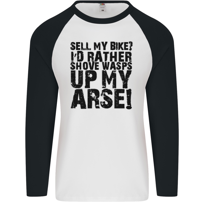 Cycling Biker Sell My Bike? Cyclist Bicycle Mens L/S Baseball T-Shirt White/Black