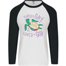 LGBT Turtle Loved By God Gay Pride Mens L/S Baseball T-Shirt White/Black