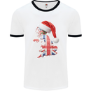 Christmas Great Britain UK Union Jack Flag Xmas Mens Ringer T-Shirt White/Black