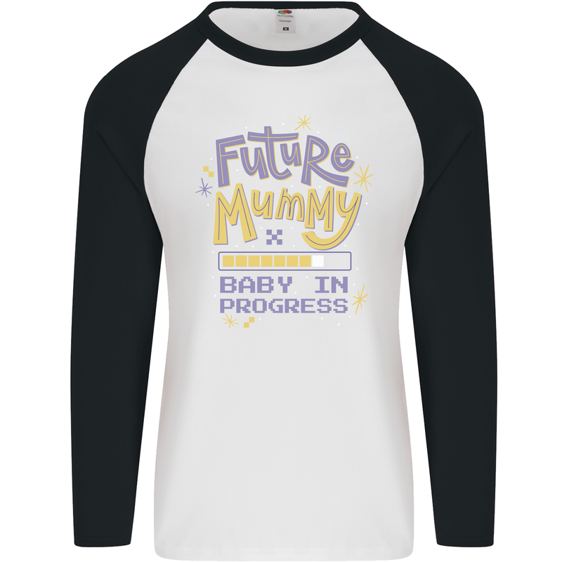 Future Mummy New Baby in Progress Pregnancy Mens L/S Baseball T-Shirt White/Black