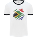 Torn South African Flag Africa Day Football Mens Ringer T-Shirt White/Black