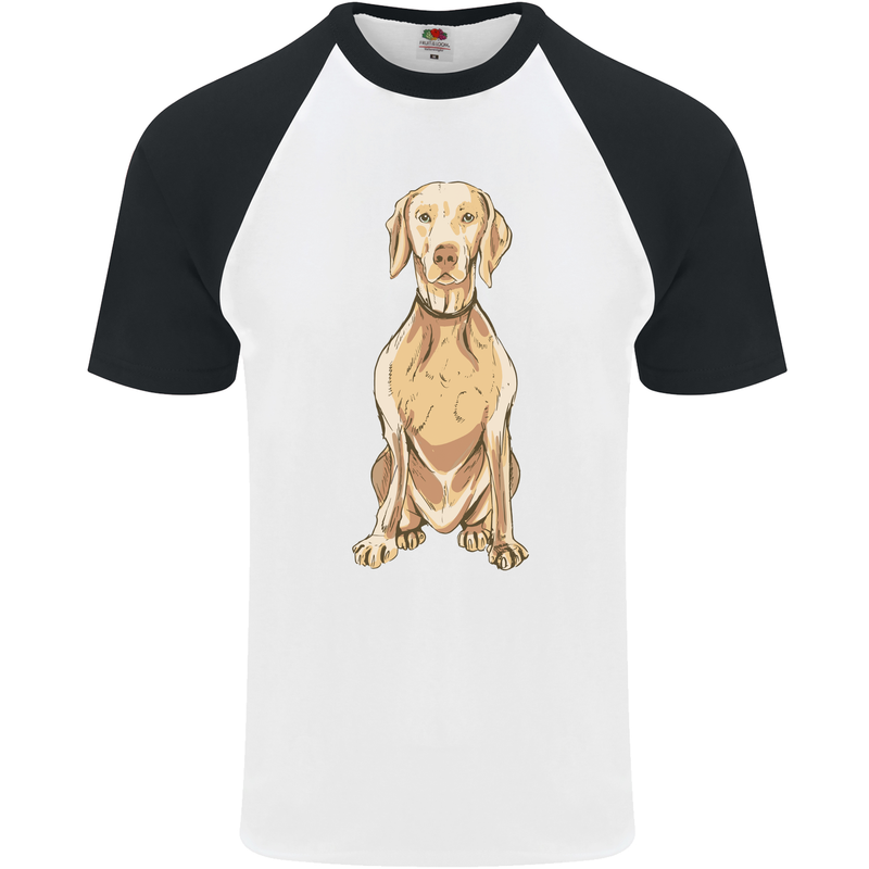 A Hungarian Vizsla Posing Dog Mens S/S Baseball T-Shirt White/Black