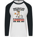 Fishing Fisherman Forecast Alcohol Beer Mens L/S Baseball T-Shirt White/Black