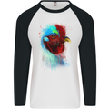 A Chicken Watercolour Mens L/S Baseball T-Shirt White/Black