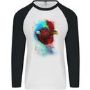 A Chicken Watercolour Mens L/S Baseball T-Shirt White/Black