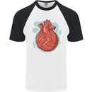 Volleyball Shaped Like a Heart Mens S/S Baseball T-Shirt White/Black