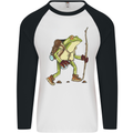 Trekking Hiking Rambling Frog Toad Funny Mens L/S Baseball T-Shirt White/Black