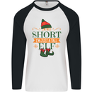 Im Not Short Tall Elf Funny Christmas Mens L/S Baseball T-Shirt White/Black