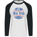 Just a Mom Who Loves Baseball Mens L/S Baseball T-Shirt White/Black