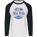 Just a Mom Who Loves Baseball Mens L/S Baseball T-Shirt White/Black