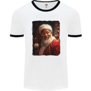 Black Santa Claus Christmas Xmas Mens Ringer T-Shirt White/Black