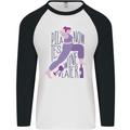 Yoga Pilates Now Wine Later Funny Alcohol Mens L/S Baseball T-Shirt White/Black