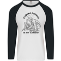 Funny Palaeontology Finding Fossils is My Cardio Mens L/S Baseball T-Shirt White/Black