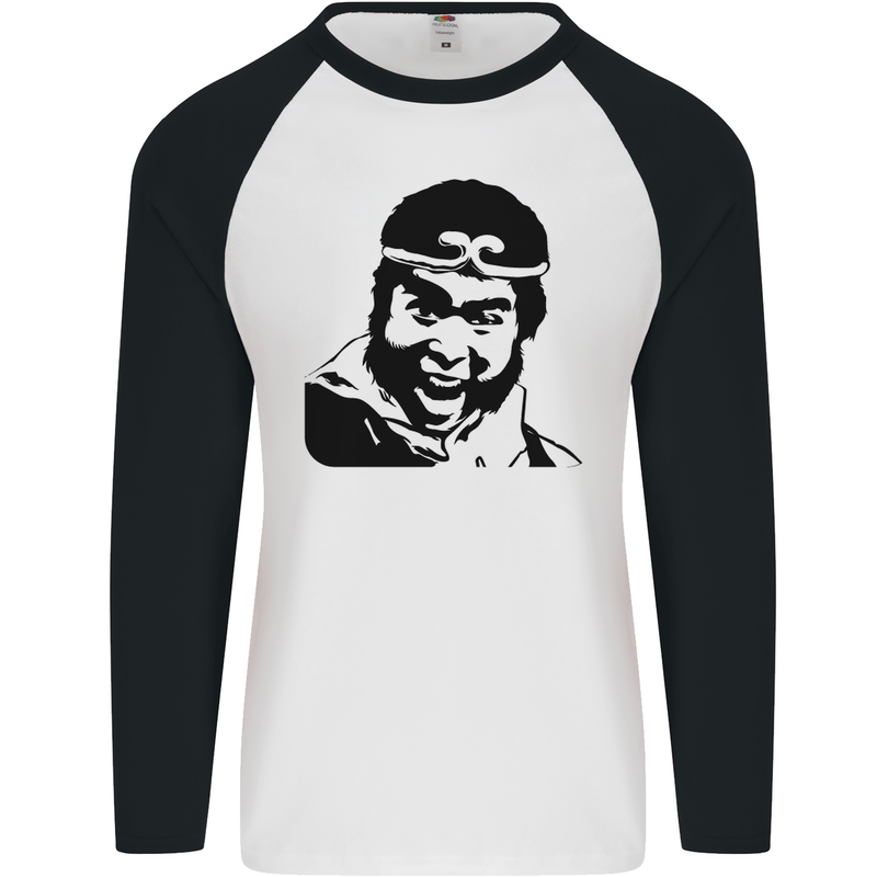 Monkey Magic Japanese Fantasy MMA Mens L/S Baseball T-Shirt White/Black