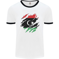 Torn Libya Flag Libyan Day Football Mens Ringer T-Shirt White/Black