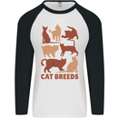 Cat Breeds Mens L/S Baseball T-Shirt White/Black