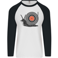 Slug Decks with Vinyl LP DJ DJing Turntable Mens L/S Baseball T-Shirt White/Black