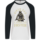 Biker Dad Fathers Day Motorbike Motorcycle Mens L/S Baseball T-Shirt White/Black