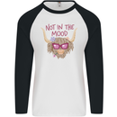 Not in the Mood Funny Highland Cow Mens L/S Baseball T-Shirt White/Black