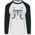 Astronaut Fancy Dress Costume Mens L/S Baseball T-Shirt White/Black