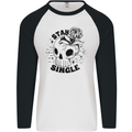 Stay Single Anti Valentines Singles Day Skull Mens L/S Baseball T-Shirt White/Black