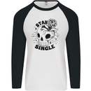 Stay Single Anti Valentines Singles Day Skull Mens L/S Baseball T-Shirt White/Black