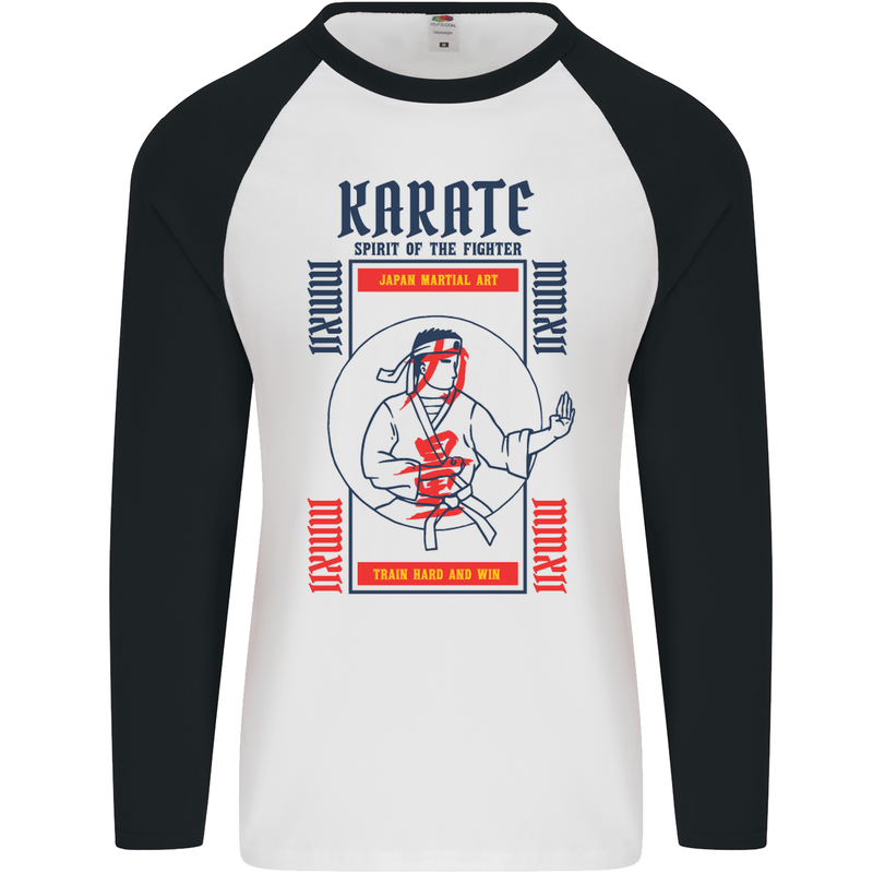 Katate Spirit Martial Arts MMA Mens L/S Baseball T-Shirt White/Black