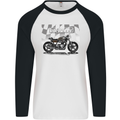 Cafe Racer Motorbike Motorcycle Biker Mens L/S Baseball T-Shirt White/Black