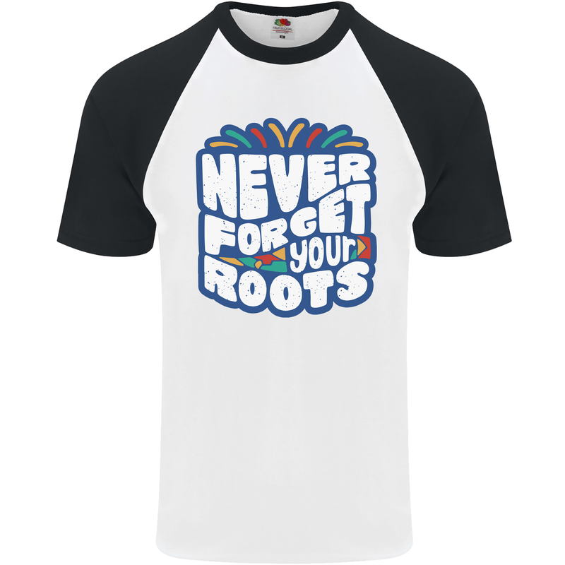 Never Forget Your Roots African Black Lives Matter Mens S/S Baseball T-Shirt White/Black