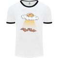 Bacon Abduction Funny Alien UFO Food Mens Ringer T-Shirt White/Black