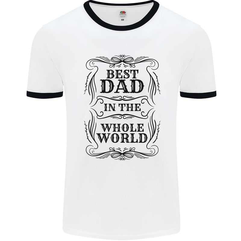 Fathers Day Best Dad in the Word Mens Ringer T-Shirt White/Black