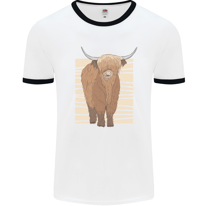A Chilled Highland Cow Mens Ringer T-Shirt White/Black