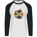 St. Andrew's Cross Scottish Flag Scotland Mens L/S Baseball T-Shirt White/Black