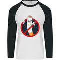 No Smoking Give Up Anti Smoker Mens L/S Baseball T-Shirt White/Black