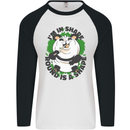 Panda Bear Funny Overweight Fat Humour Mens L/S Baseball T-Shirt White/Black
