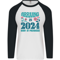 Arriving 2024 New Baby Pregnancy Pregnant Mens L/S Baseball T-Shirt White/Black