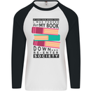 Book Reading Re-Enter Society Funny Mens L/S Baseball T-Shirt White/Black