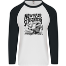 Happy New Year Still Trashy Possum Mens L/S Baseball T-Shirt White/Black