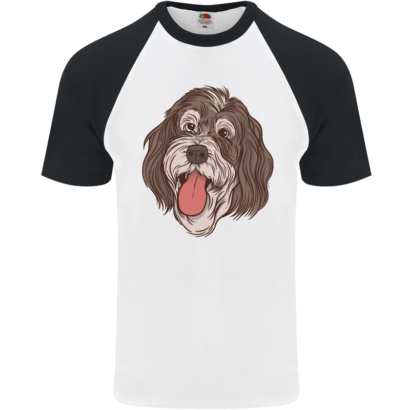 Bernedoodle Dog Mens S/S Baseball T-Shirt White/Black